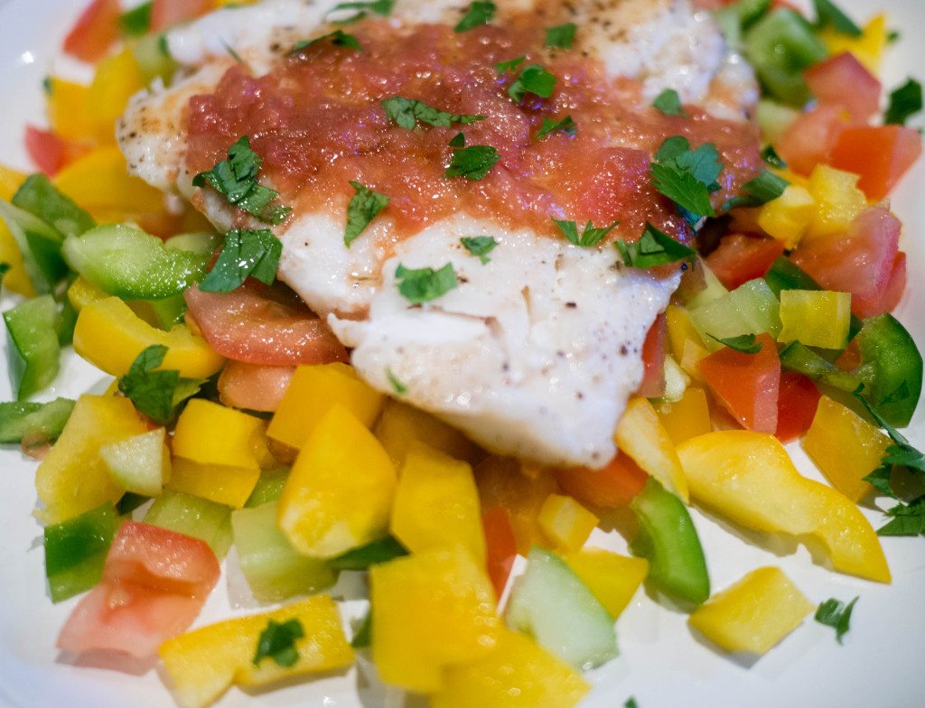 Fish with gazpacho salsa, Little Observationist