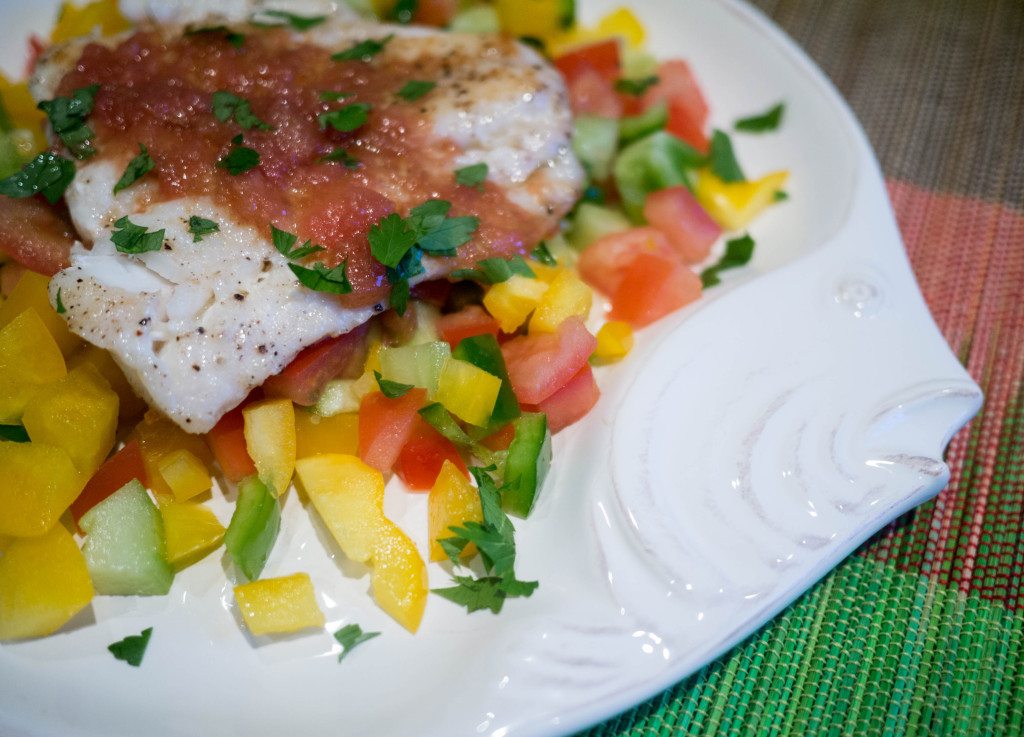 Fish with gazpacho salsa, Little Observationist